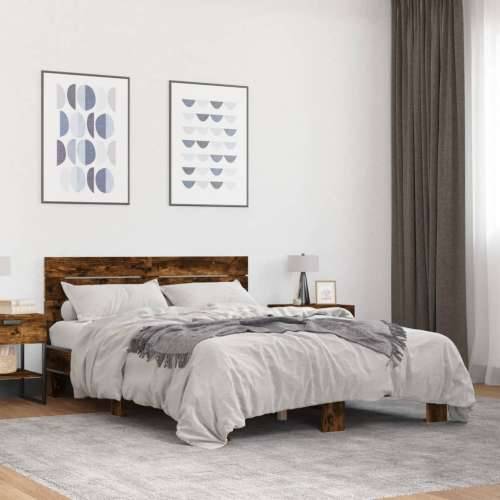 Okvir kreveta boja hrasta 140x200 cm konstruirano drvo i metal - Dimljeni hrast 140 x 200 cm Cijena