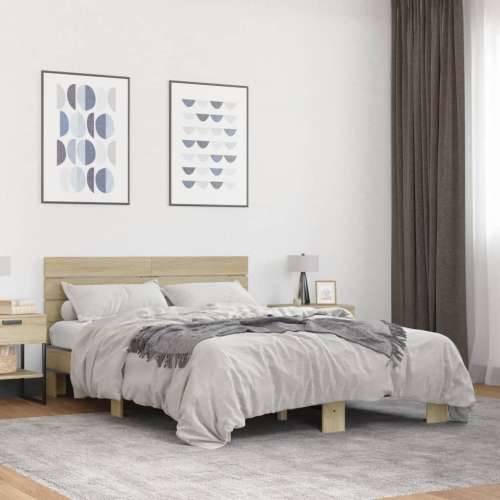 Okvir za krevet boja hrasta 140x190cm konstruirano drvo i metal - sonoma hrast 140 x 190 cm Cijena
