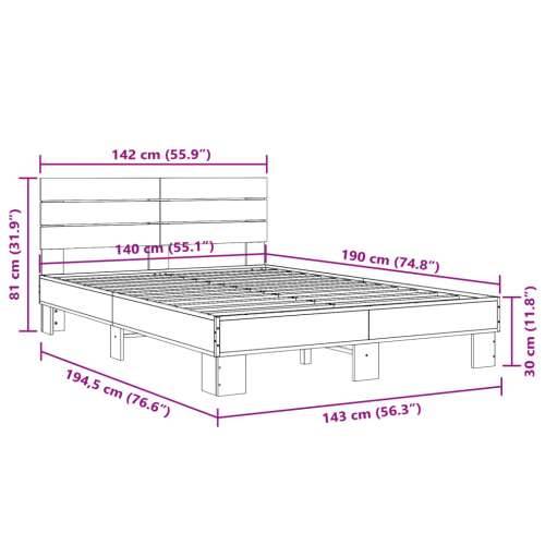 Okvir za krevet boja hrasta 140x190cm konstruirano drvo i metal - sonoma hrast 140 x 190 cm Cijena