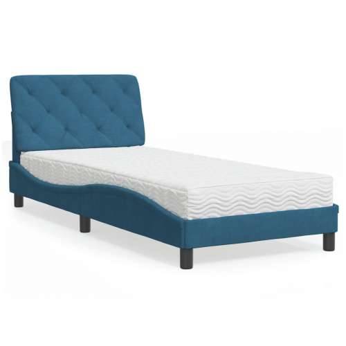 Krevet s madracem plavi 90x200 cm baršunasti - Plava 90 x 200 cm Cijena