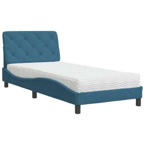 Krevet s madracem plavi 90x200 cm baršunasti - Plava 90 x 200 cm Cijena