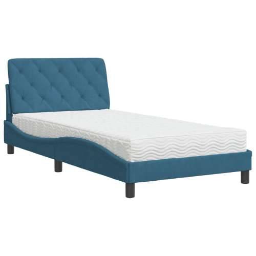 Krevet s madracem plavi 100 x 200 cm baršunasti Plava 100 x 200 cm Cijena