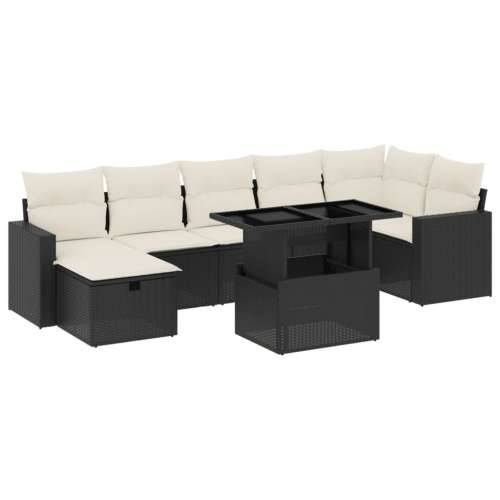 Vrtna garnitura - 8-dijelni set vrtnih sofa od poliratana s jastucima crni - Crna i krem bez spremišta 1 Cijena