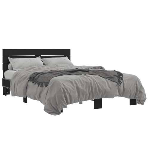 Okvir za krevet crni 135x190 cm konstruirano drvo i metal - Crna 135 x 190 cm Cijena