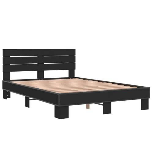 Okvir za krevet crni 135x190 cm konstruirano drvo i metal - Crna 135 x 190 cm Cijena
