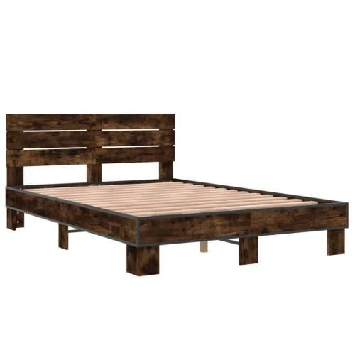 Okvir kreveta boja hrasta 140x190 cm konstruirano drvo i metal - Dimljeni hrast 140 x 190 cm Cijena