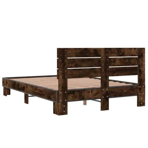 Okvir kreveta boja hrasta 140x190 cm konstruirano drvo i metal - Dimljeni hrast 140 x 190 cm Cijena