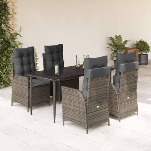 Vrtna garnitura - 5-dijelni vrtni blagovaonski set sivi od poliratana - 160 x 80 x 74 cm Bez naslona za noge 4 Cijena