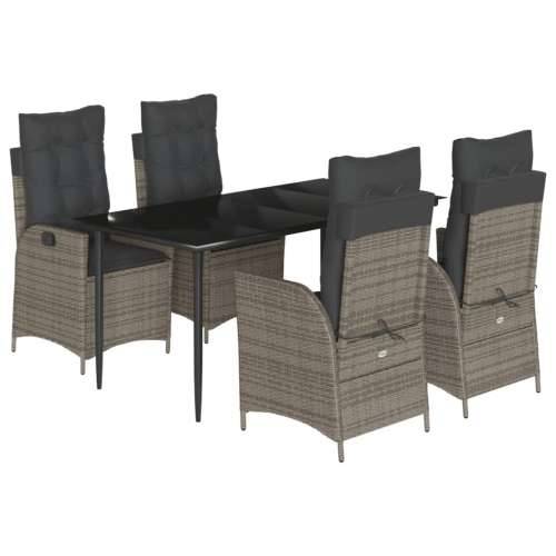 Vrtna garnitura - 5-dijelni vrtni blagovaonski set sivi od poliratana - 160 x 80 x 74 cm Bez naslona za noge 4 Cijena