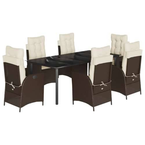 Vrtna garnitura - 7-dijelni vrtni blagovaonski set s jastucima poliratan smeđi - 200 x 100 x 74 cm Bez naslona za noge 6 Cijena