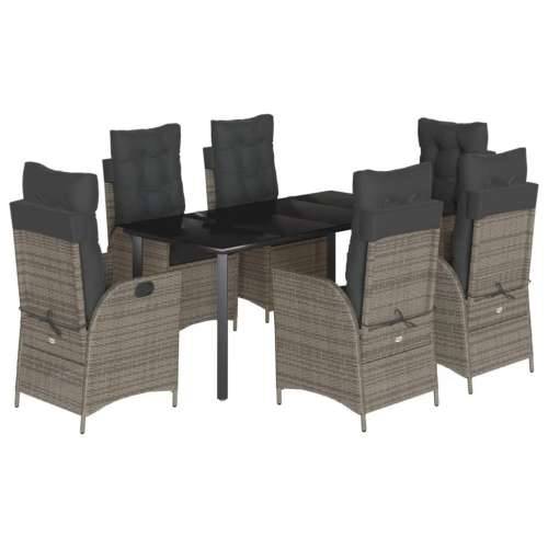 Vrtna garnitura - 7-dijelni vrtni blagovaonski set sivi od poliratana - 160 x 80 x 74 cm Sa naslonom za noge 6 Cijena