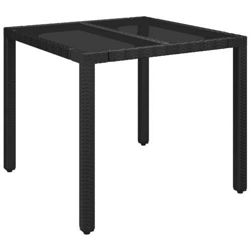 Vrtna garnitura - 3-dijelni vrtni blagovaonski set s jastucima od poliratana crni - Crna i krem Dužina stola 90 cm 2 Cijena