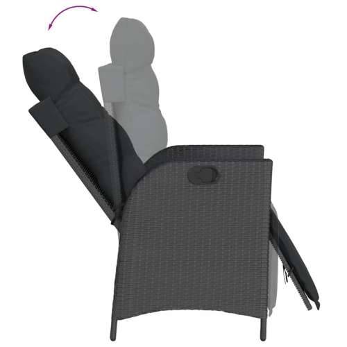 Vrtna garnitura - 5-dijelni vrtni blagovaonski set s jastucima od poliratana crni - Crna Dužina stola 90 cm 4 Cijena