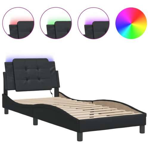 Okvir kreveta s LED svjetlima crni 80 x 200 cm od umjetne kože - Crna 80 x 200 cm Cijena