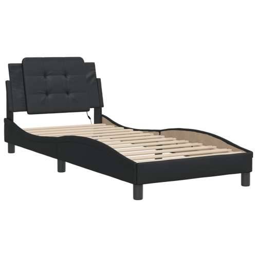 Okvir kreveta s LED svjetlima crni 90 x 200 cm od umjetne kože - Crna 90 x 200 cm Cijena