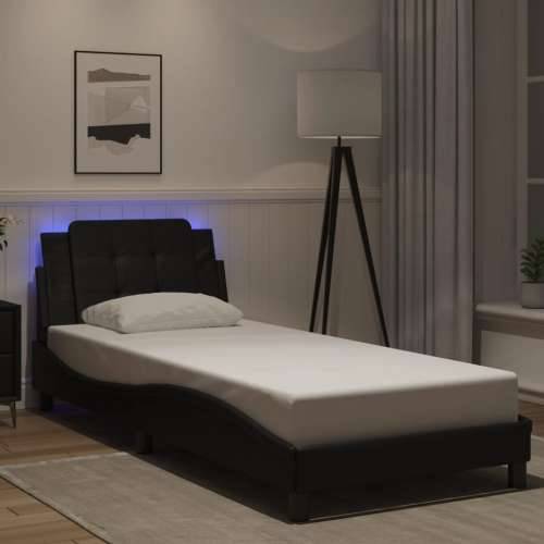 Okvir kreveta s LED svjetlima crni 90 x 200 cm od umjetne kože - Crna 90 x 200 cm Cijena