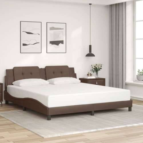 Okvir kreveta s LED svjetlima smeđi 180x200 cm od umjetne kože - Smeđa 180 x 200 cm Cijena
