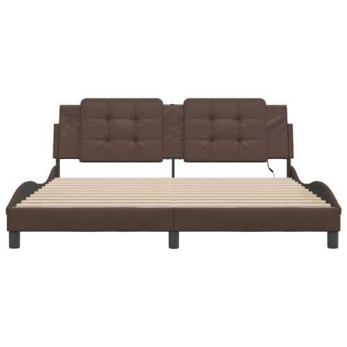 Okvir kreveta s LED svjetlima smeđi 180x200 cm od umjetne kože - Smeđa 180 x 200 cm Cijena