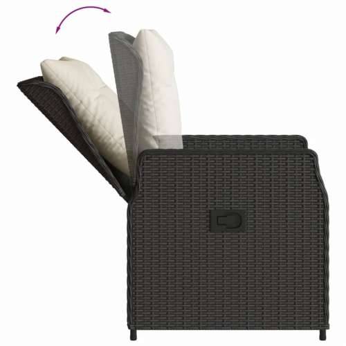 Vrtna garnitura - 5-dijelni vrtni blagovaonski set s jastucima od poliratana crni - Crna Dužina stola 110 cm 4 Cijena
