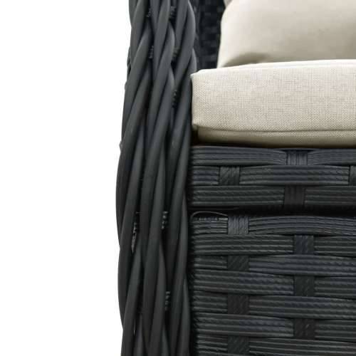 Vrtna garnitura - 7-dijelni vrtni blagovaonski set s jastucima crni od poliratana - Crna 160 x 80 x 74 cm 6 Cijena