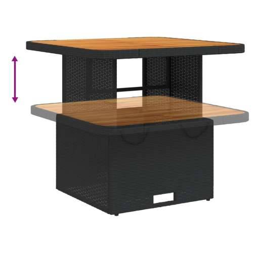Vrtna garnitura - 5-dijelni vrtni blagovaonski set s jastucima od poliratana crni - Crna Dužina stola 80 cm 4 Cijena