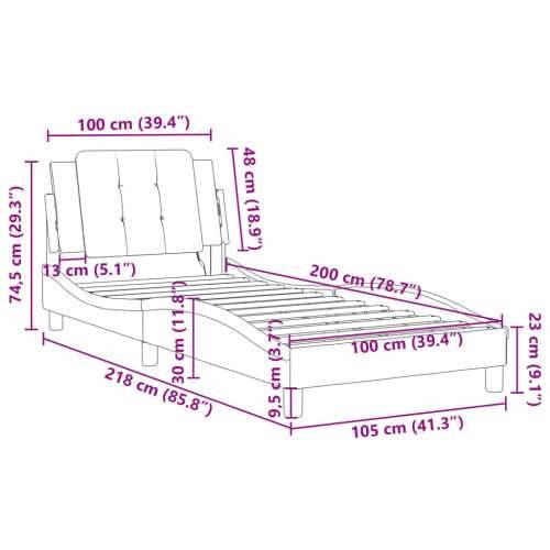 Okvir za krevet s uzglavljem sivi 100x200 cm od umjetne kože - Siva 100 x 200 cm Cijena