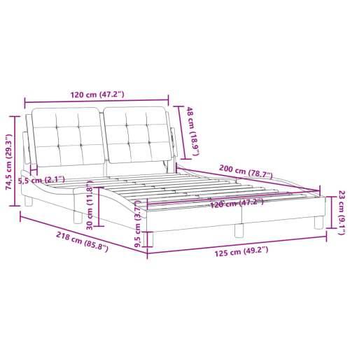 Okvir za krevet s uzglavljem smeđi 120x200 cm od umjetne kože - Smeđa 120 x 200 cm Cijena