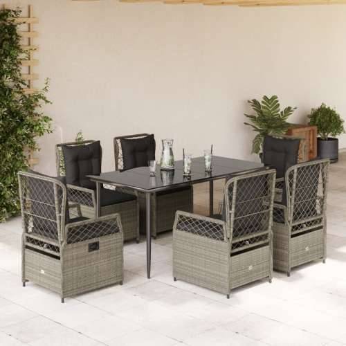 Vrtna garnitura - 7-dijelni vrtni blagovaonski set od poliratana s jastucima sivi - Svjetlosiva 160 x 80 x 74 cm 6 Cijena