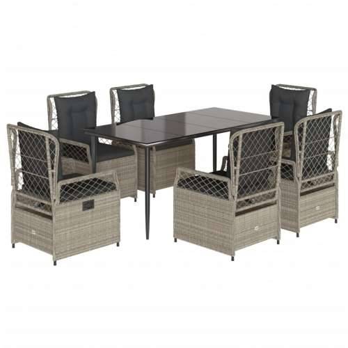 Vrtna garnitura - 7-dijelni vrtni blagovaonski set od poliratana s jastucima sivi - Svjetlosiva 160 x 80 x 74 cm 6 Cijena