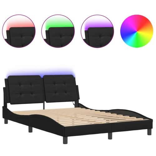 Okvir kreveta s LED svjetlima crni 120 x 200 cm umjetna koža - Crna 120 x 200 cm Cijena