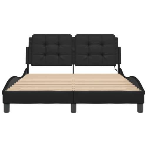 Okvir kreveta s LED svjetlima crni 120 x 200 cm umjetna koža - Crna 120 x 200 cm Cijena