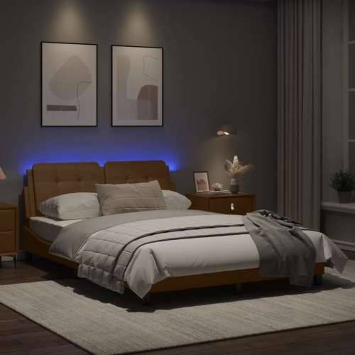 Okvir kreveta s LED svjetlom cappuccino 140x190 cm umjetna koža - Boja cappuccina 140 x 190 cm Cijena