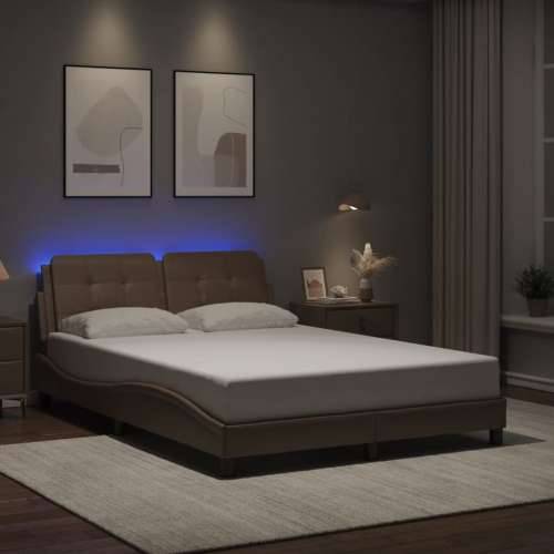 Okvir kreveta s LED svjetlom cappuccino 140x190 cm umjetna koža - Boja cappuccina 140 x 190 cm Cijena