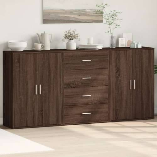 Komoda 3 kom boja smeđeg hrasta 60x31x84 cm konstruiranog drva - Smeđi hrast 1 Cijena