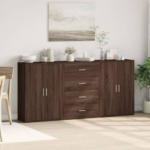 Komoda 3 kom boja smeđeg hrasta 60x31x84 cm konstruiranog drva - Smeđi hrast 1 Cijena
