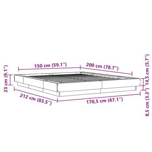 Okvir za krevet bijeli 150x200 cm konstruirano drvo - Bijela 150 x 200 cm Cijena