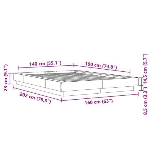 Okvir za krevet boja hrasta 140x190 cm od konstruiranog drva - sonoma hrast 140 x 190 cm Cijena