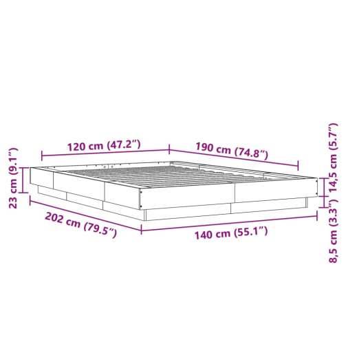 Okvir za krevet boja hrasta 120x190 cm od konstruiranog drva - sonoma hrast 120 x 190 cm Cijena