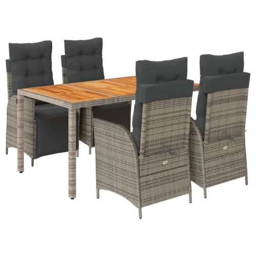 Vrtna garnitura - 5-dijelni vrtni blagovaonski set sivi od poliratana - Siva Dužina stola 150 cm 4 Cijena