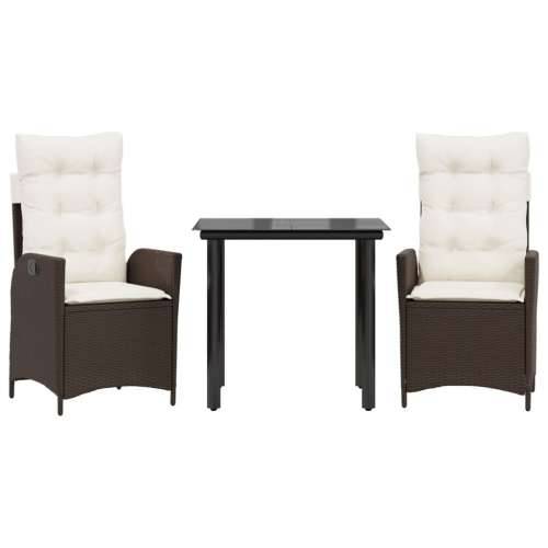 Vrtna garnitura - 3-dijelni vrtni blagovaonski set s jastucima poliratan smeđi - 80 x 80 x 74 cm Bez naslona za noge 2 Cijena