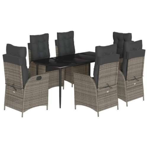 Vrtna garnitura - 7-dijelni vrtni blagovaonski set sivi od poliratana - 160 x 80 x 74 cm Bez naslona za noge 6 Cijena