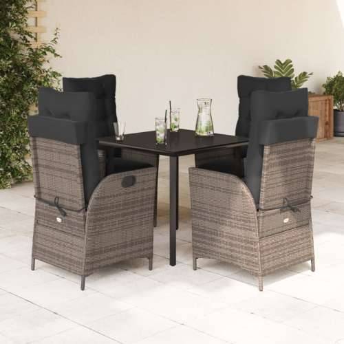 Vrtna garnitura - 5-dijelni vrtni blagovaonski set sivi od poliratana - 80 x 80 x 74 cm Bez naslona za noge 4 Cijena