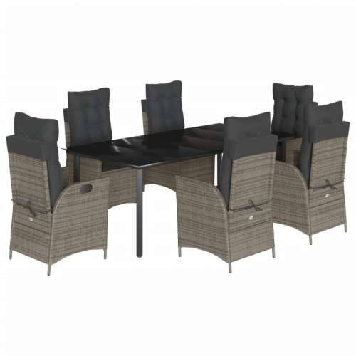 Vrtna garnitura - 7-dijelni vrtni blagovaonski set sivi od poliratana - 200 x 100 x 74 cm Bez naslona za noge 6 Cijena