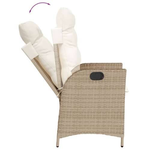 Vrtna garnitura - 7-dijelni vrtni blagovaonski set od poliratana s jastucima bež - 160 x 80 x 74 cm Sa naslonom za noge 6 Cijena