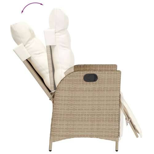 Vrtna garnitura - 7-dijelni vrtni blagovaonski set od poliratana s jastucima bež - 160 x 80 x 74 cm Sa naslonom za noge 6 Cijena