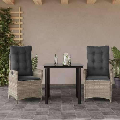 Vrtna garnitura - 3-dijelni vrtni blagovaonski set svjetlosivi od poliratana - 80 x 80 x 74 cm Bez naslona za noge 2 Cijena