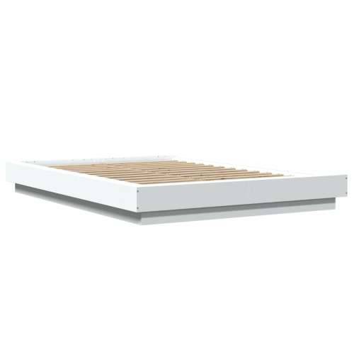 Okvir kreveta s LED svjetlima bijeli 135 x 190 cm drveni Cijena