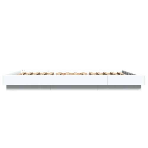 Okvir kreveta s LED svjetlima bijeli 135 x 190 cm drveni Cijena