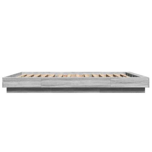 Okvir za krevet s LED svjetlima boja hrasta 135 x 190 cm drveni - Sivi hrast sonoma 135 x 190 cm Cijena
