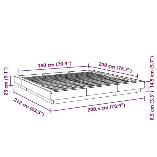 Okvir kreveta boja hrasta 180 x 200 cm od konstruiranog drva - Sivi hrast sonoma 180 x 200 cm Cijena